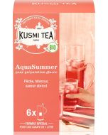 Kusmi, Organic AquaSummer bio gyümölcsös jeges tea barackkal, 6 db filter, 48 g - EspressoShop.hu