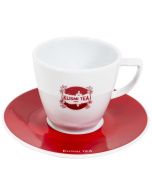 Kusmi, bordó porcelán teáscsésze alátéttel, 2,2 dl