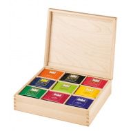 Kusmi, lakkozott fa teakínáló doboz, 9 fakkos
