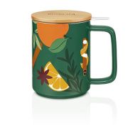 Kusmi, fahéj zöld porcelán teásbögre bükkfa tetővel, ajándékdobozban, 4.8 dl