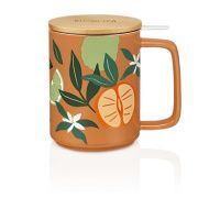 Kusmi, Narancs  Citrom porcelán teásbögre bükkfa tetővel, ajándékdobozban, 4.8 dl