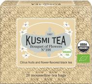 Kusmi, Bouquet de Fleurs N°108 bio fekete tea citrus és virág ízekkel, 20 db muszlinfilter, 40 g
