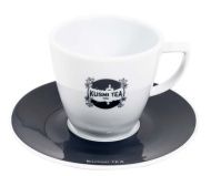 Kusmi, szürke porcelán teáscsésze alátéttel, 2,2 dl
